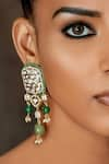 Buy_Joules by Radhika_Green Hydro Polkis Jade Tumbles Embellished Dangler Earrings _at_Aza_Fashions