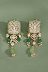 Shop_Joules by Radhika_Green Hydro Polkis Jade Tumbles Embellished Dangler Earrings _at_Aza_Fashions