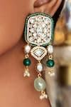 Joules by Radhika_Green Hydro Polkis Jade Tumbles Embellished Dangler Earrings _Online_at_Aza_Fashions