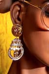 Buy_joules by radhika_Gold Plated Hydro Polkis Bloom Kundan And Ruby Embellished Jhumkas _at_Aza_Fashions