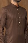 Samyukta Singhania_Brown Kurta Silk Geometric Pattern Full Sleeve And Pant Set_at_Aza_Fashions