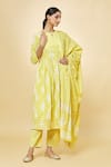 Buy_Khwaab by Sanjana Lakhani_Yellow Pure Cotton Printed Floral Round Anarkali Pant Set _Online_at_Aza_Fashions