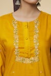 Buy_Samyukta Singhania_Yellow Kurta And Pant Viscose Organza Embroidery Zari Thread Round Work Set _Online_at_Aza_Fashions