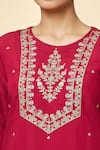 Buy_Adara Khan_Maroon Kurta And Pant Poly Silk Embroidered Floral Round Flower Set_Online_at_Aza_Fashions
