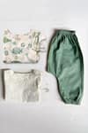 Whitewater Kids_Green 100% Organic Cotton Hand Block Printed Angrakha Top And Pant Set  _Online_at_Aza_Fashions