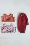 Buy_Whitewater Kids_Peach 100% Organic Cotton Hand Block Printed Jhabla Top And Pant Set  _at_Aza_Fashions