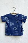 Buy_Whitewater Kids_Blue 100% Organic Cotton Hand Block Print Animal Angrakha With Pant _Online_at_Aza_Fashions