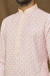 Shop_Arihant Rai Sinha_Peach Cotton, Chanderi Silk Embroidery Floral Print Kurta Set _Online_at_Aza_Fashions
