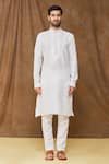 Samyukta Singhania_Off White Kurta Premium Linen Cotton And Pant Set _Online_at_Aza_Fashions