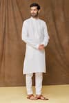 Buy_Samyukta Singhania_Off White Kurta Premium Linen Cotton And Pant Set _Online_at_Aza_Fashions