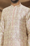 Shop_Arihant Rai Sinha_Cream Jacquard, , Chanderi Embroidery Geometric Pattern Kurta Set _Online_at_Aza_Fashions