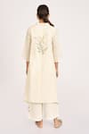 Shop_Kaveri_Off White 100% Linen Hand Honey Suckle Fly Free Tunic And Pant Set  _at_Aza_Fashions