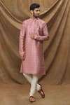 Buy_Samyukta Singhania_Pink Silk Embroidery Floret Print Kurta _Online_at_Aza_Fashions
