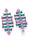 Isharya_Multi Color Crystals, Cut Work Hyper Geometric Earrings_Online_at_Aza_Fashions
