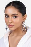 Buy_Isharya_Blue Crystals, Cut Work Chandelier Earrings_at_Aza_Fashions