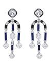 Shop_Isharya_Blue Crystals, Cut Work Chandelier Earrings_at_Aza_Fashions