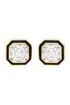 Shop_Isharya_Gold Plated Crystal, Enamel Moss Octa Studs_at_Aza_Fashions