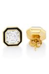 Isharya_Gold Plated Crystal, Enamel Moss Octa Studs_Online_at_Aza_Fashions