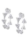 Shop_ISHARYA_White Cubic Zirconia Chrome Pyramid Studded Hoops _at_Aza_Fashions