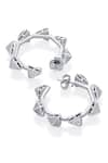 ISHARYA_White Cubic Zirconia Chrome Pyramid Studded Hoops _Online_at_Aza_Fashions