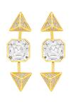 Shop Isharya Gold Plated Crystals, Cut Work Carol Prism Quad Studs at Aza Fashions Shop_Isharya_Gold Plated Crystals, Cut Work Carol Prism Quad Studs _at_Aza_Fashions