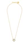 Shop_Isharya_Gold Plated Chrome Iris Chain Long Pendant Necklace _at_Aza_Fashions