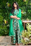 Buy_Pinki Sinha_Green Banarsi Silk Handwoven Floral Round Neck Kurta Sharara Set _Online_at_Aza_Fashions