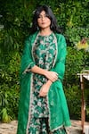 Pinki Sinha_Green Banarsi Silk Handwoven Floral Round Neck Kurta Sharara Set _at_Aza_Fashions