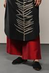 Buy_Taika by Poonam Bhagat_Black Blended Silk Embroidery Thread Fern Kurta And Flared Pant Set  _Online_at_Aza_Fashions