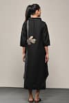 Shop_Taika By Poonam Bhagat_Black Silk Embroidery Round Neck Titli Floral Dress _at_Aza_Fashions