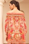 Buy_Zariaah_Pink Viscose Silk Hand Sketched Print Lotus Bloom Off Shoulder Top  _Online_at_Aza_Fashions