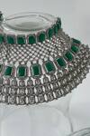 Buy_Studio6 Jewels_Green Zari Stone Embellished Choker Necklace Set _Online_at_Aza_Fashions