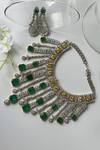 Buy_Studio6 Jewels_Green Crystals, Stones Victorian Studded Necklace Set _at_Aza_Fashions