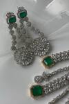 Shop_Studio6 Jewels_Green Crystals, Stones Victorian Studded Necklace Set _at_Aza_Fashions