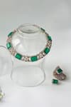 Buy_Studio6 Jewels_Green Crystals, Stones Victorian Studded Chunky Necklace Set _at_Aza_Fashions
