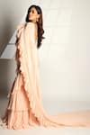 Shop_Foram Patel_Pink Georgette Embroidered Pre-draped Ruffle Saree With Embellished Blouse _Online_at_Aza_Fashions