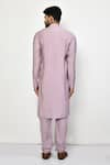 Shop_Arihant Rai Sinha_Purple Silk Plain Mandarin Collar Straight Kurta _at_Aza_Fashions