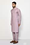 Shop_Arihant Rai Sinha_Purple Silk Plain Mandarin Collar Straight Kurta _Online_at_Aza_Fashions