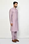 Arihant Rai Sinha_Purple Silk Plain Mandarin Collar Straight Kurta _at_Aza_Fashions