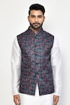 Arihant Rai Sinha_Blue Silk Printed Botanical Bundi _Online_at_Aza_Fashions