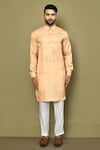 Arihant Rai Sinha_Peach Silk Plain Shirt Kurta _Online_at_Aza_Fashions