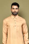 Buy_Arihant Rai Sinha_Peach Silk Plain Shirt Kurta _Online_at_Aza_Fashions