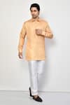 Buy_Arihant Rai Sinha_Peach Silk Plain Short Shirt Kurta _at_Aza_Fashions