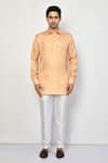 Arihant Rai Sinha_Peach Silk Plain Short Shirt Kurta _Online_at_Aza_Fashions