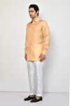 Shop_Arihant Rai Sinha_Peach Silk Plain Short Shirt Kurta _Online_at_Aza_Fashions