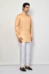 Arihant Rai Sinha_Peach Silk Plain Short Shirt Kurta _at_Aza_Fashions