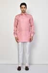 Arihant Rai Sinha_Pink Satin Plain Solid Short Shirt Kurta _Online_at_Aza_Fashions