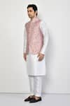 Shop_Arihant Rai Sinha_Pink Silk Printed Floret Bundi _Online_at_Aza_Fashions