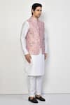 Arihant Rai Sinha_Pink Silk Printed Floret Bundi _at_Aza_Fashions