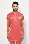 Arihant Rai Sinha_Orange Satin Plain Full Sleeve Kurta _Online_at_Aza_Fashions